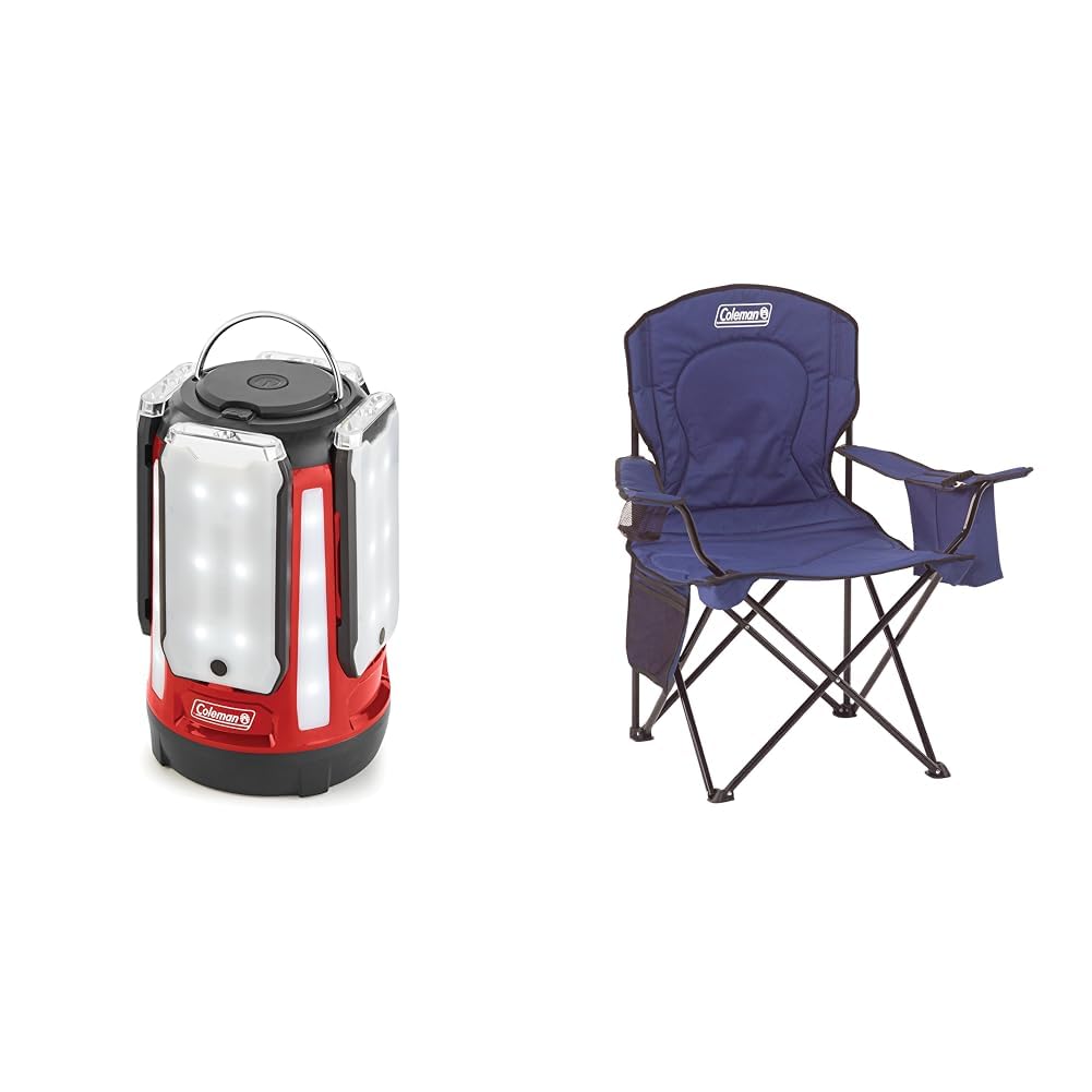 Coleman Rechargeable 800 Lumen Magnetic Light Panel Lantern and Folding Camping Chair with Built-in 4-Can Cooler