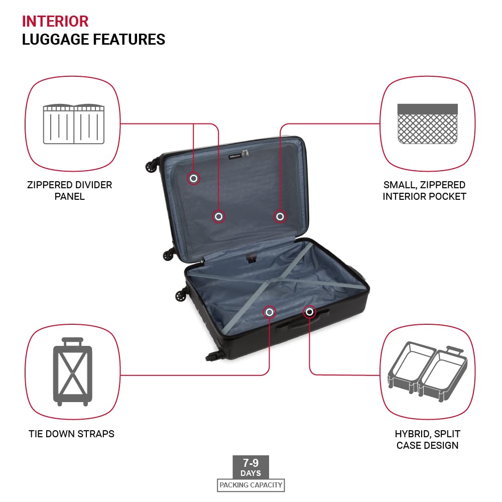 SwissGear 8018 Expandable Luggage, Hard Shell Large Luggage with Spinner Wheels