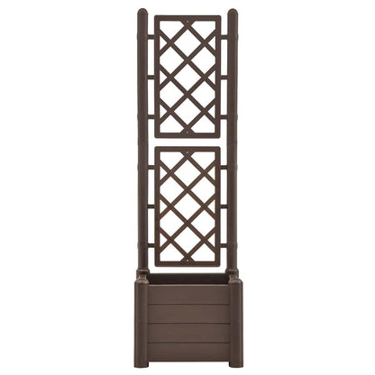 Qnhdfrt Large Planter Box with Trellis, Square Raised Garden Bed for Vegetables Flowers Plants, Mocha Brown Elevated Planter Box Outdoor Indoor, Durable Polypropylene for Patio Balcony Garden