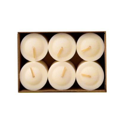 CW Studio Ivory Votive Candles 12 Pack Unscented 9-15 Hour Burn Time, Smokeless Dripless Premium Palm Paraffin Wax Blend, Cotton Wick for Weddings, Events, Home Decor, Memorials 1.5 x 1.3 Inch