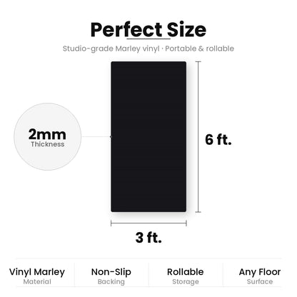 Marley Dance Floor for Home & Studio – Portable 6x3 ft Non-Slip Vinyl Mat for Ballet, Lyrical & Contemporary – 2mm Thick, Rollable – Includes Carry Strap & Leg Stretcher