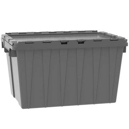 Akro-Mils 39120 Industrial Lidded Plastic Storage Container, Nesting and Stackable Plastic Storage Box with Lid Attached, Organization Tote for Garage and Warehouse, 21.5"x15.25"x12.5", Gray (6-Pack)