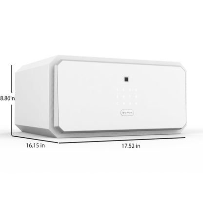 BOFON Fingerprint Password Safe Box, Security Box with Key,Safety Boxes for Home,Cabinets for Office,1.45 Cubic White