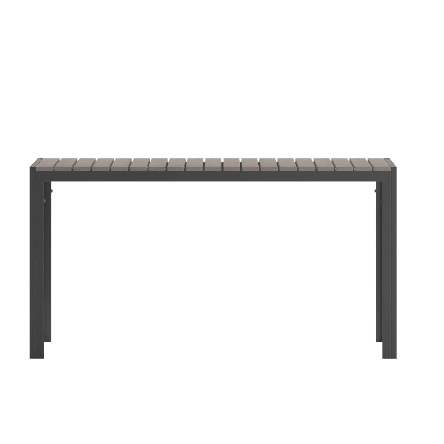 Flash Furniture Finch Commercial Grade Outdoor Dining Table 55" x 31" with Faux Teak Poly Slats and Metal Frame, Gray/Gray