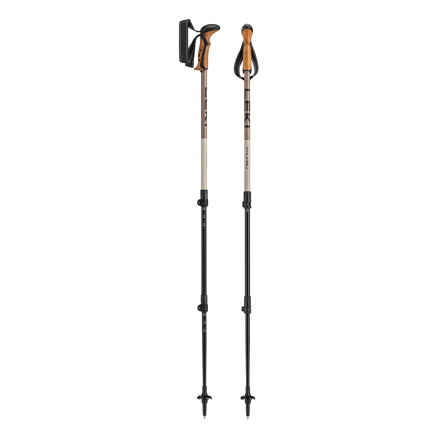LEKI Khumbu Trekking Poles - Aluminum Collapsible Lightweight Walking Poles for Hiking & Backpacking - Black-Pale Clay Light-Pale Clay Dark - 110-145 cm
