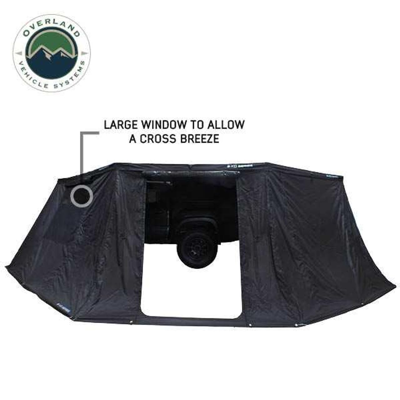 Overland Vehicle Systems - XD Nomadic 270 - Awning Wall 3 W/Black Out, Driver Side, Grey Hex, Black Trim W/Storage Bag