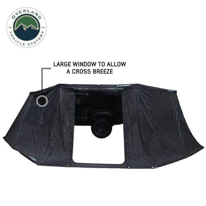 Overland Vehicle Systems - XD Nomadic 270 - Awning Wall 3 W/Black Out, Driver Side, Grey Hex, Black Trim W/Storage Bag