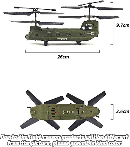 RC Helicopter S026H Dual-Rotor Transport Aircraft 2.4G 3CH Remote Control Military Aerocraft Model (RTF Version/Army Green)