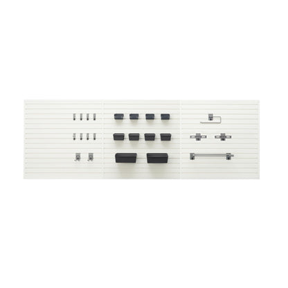 TRINITY 48 Sq Ft Modular Slatwall Panels Kit, Garage Organization and Storage System, Includes 24 Garage Organizer Accessories, 3600 lb Total Capacity, White PVC, Stud Mount Hardware Included