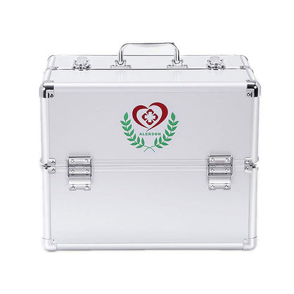 Nurth First Aid Kit Lockable First Aid Box Security Lock Medicine Storage Box with Portable Handle,Medication Lock Box 3 Tier Design/Precription Storage Box Large Space 14 × 9.8 × 11inch (Silver)