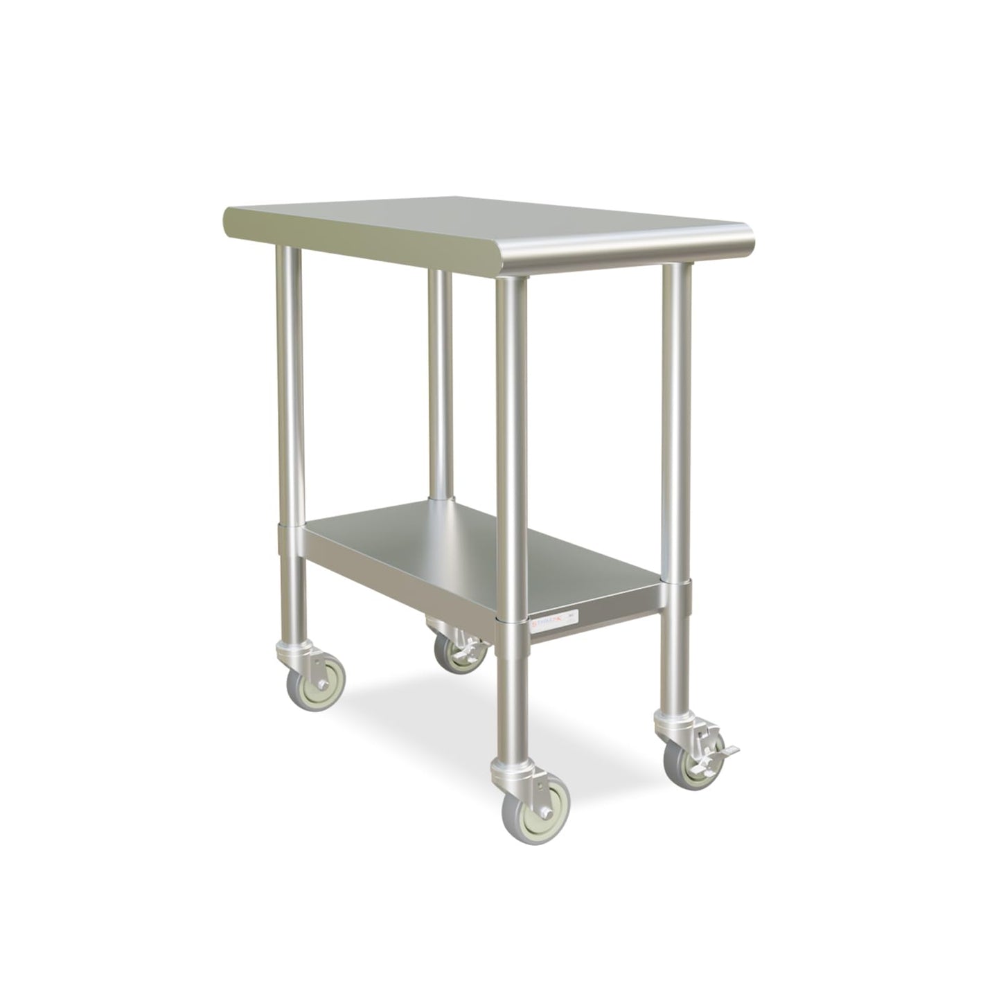 STABLEINK NSF Stainless Steel Small Table 18x30 Inches with Wheels, Metal Prep & Work Table with Adjustable Undershelf, for Commercial Kitchen, Restaurant, Hotel and Garage