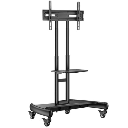 Perlegear Mobile TV Cart for 32-82 Inch Flat/Curved LED/LCD/OLED TVs Rolling TV Stand with Height Adjustable Shelf Max VESA 600x400mm up to 100lbs- Outdoor TV Stand Trolley with Wheels PGTVMC05-1