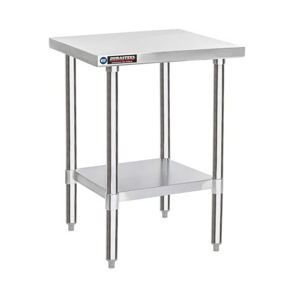 DuraSteel 30x18 Stainless Steel Work Table - NSF Commercial Prep Metal Table - Outdoor Pizza Oven Stand w/Under Shelf - Kitchen Island Laundry Utility Garage Microwave Stand Large Rolling Storage Cart