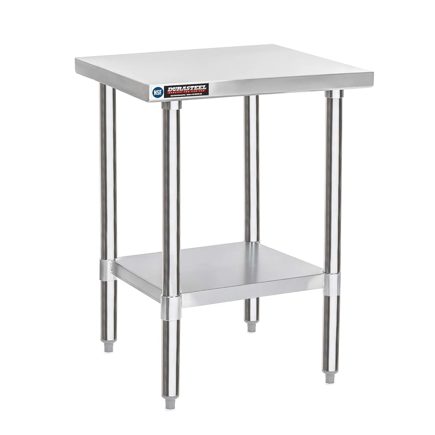 DuraSteel 30x24 Stainless Steel Work Table - NSF Commercial Prep Metal Table - Outdoor Pizza Oven Stand w/Under Shelf - Kitchen Island Laundry Utility Garage Microwave Stand Large Rolling Storage Cart