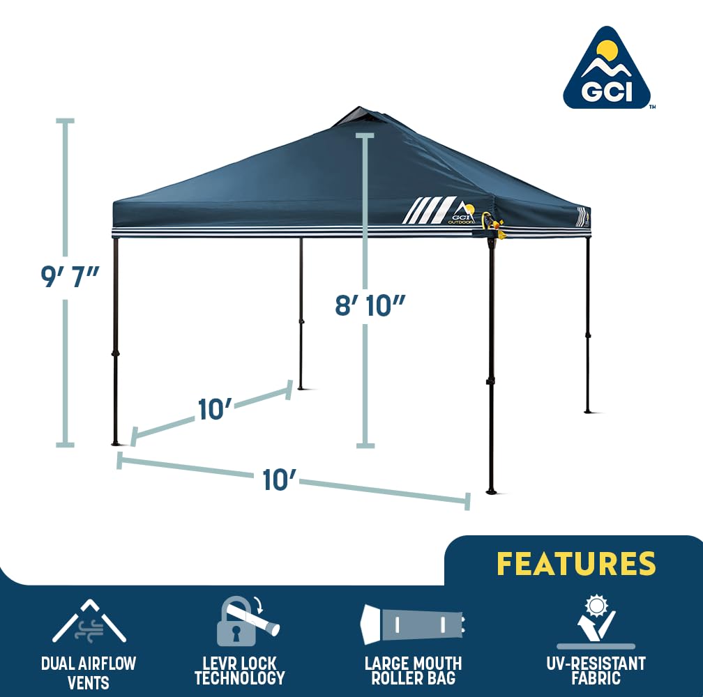 GCI Outdoor LevrUp Pop Up Canopy Tent, 10x10, Navy