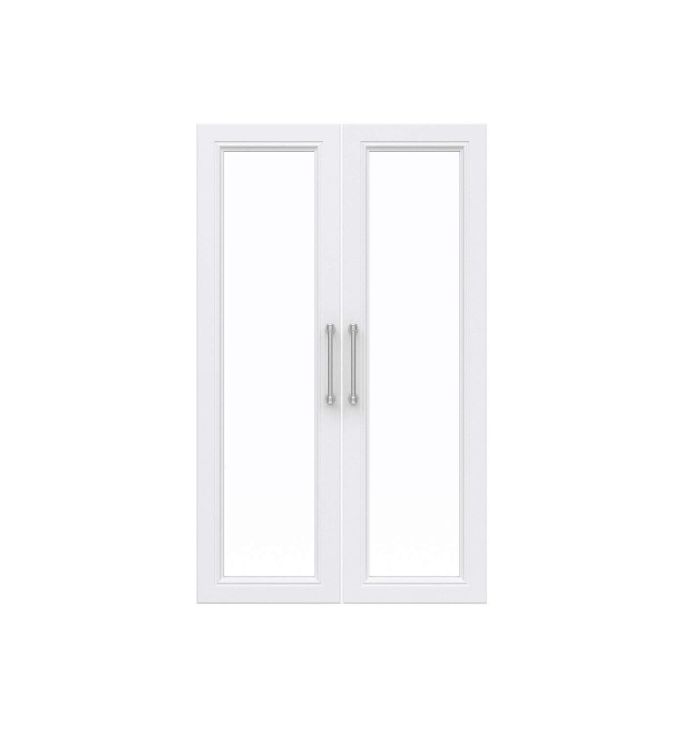 ClosetMaid Modular Storage Pair Set, 2 Glass Pane Doors, Wood Closet Organizer Shaker Style, Add On Accessory for Shelf Units, White, 34.88" H x 21.02" W x 1.81" D