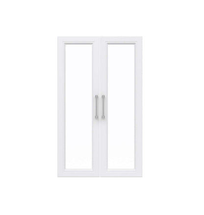 ClosetMaid Modular Storage Pair Set, 2 Glass Pane Doors, Wood Closet Organizer Shaker Style, Add On Accessory for Shelf Units, White, 34.88" H x 21.02" W x 1.81" D