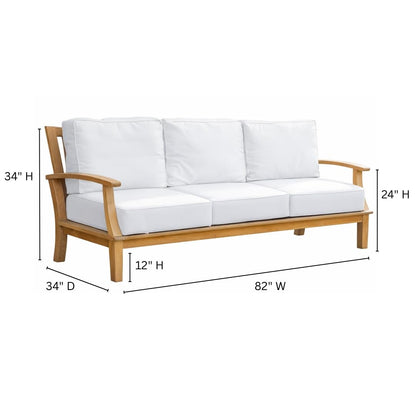 Hives & Honey Pavilion 82" Outdoor Teak Sofa with Cushions, Grade-A Teak Patio Couch, Weather-Resistant Deep Seating for Patio, Deck, Garden – White