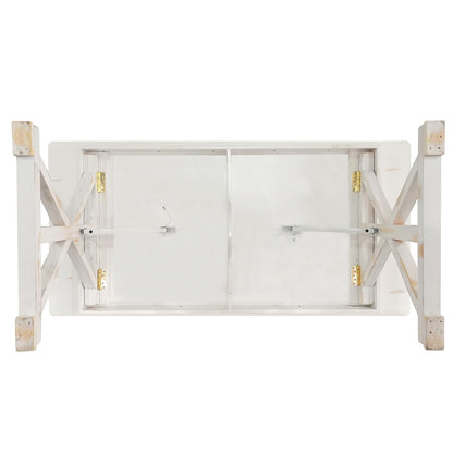 Flash Furniture Hercules Folding Farmhouse Dining Room Table with X Legs, Commercial Grade Rectangular Solid Pine Farm Table for 8, 7' x 40", Antique Rustic White