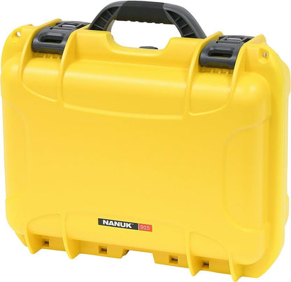 NANUK 915 Hard Case with Cubed Foam – Compact Waterproof Travel Camera Hard Case with Padded Dividers, 13.8” x 9.3” x 6.2” – Dustproof and Impact Resistant, Airline Carry-On Approved – Yellow