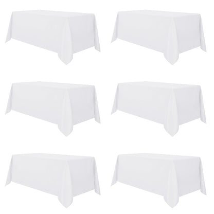 sancua 6 Pack White Tablecloth 90 x 156 Inch - Rectangle Table Cloth for 8 Feet Tables Stain and Wrinkle Resistant Washable Polyester Table Cover for Dining Wedding Banquet Party Buffet Restaurant