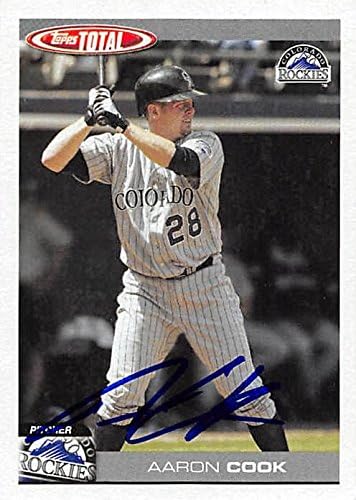 Sports Memorabilia Autograph Warehouse 291356 2004 Topps Aaron Cook Autographed No.92 Baseball Card - Colorado Rockies FT