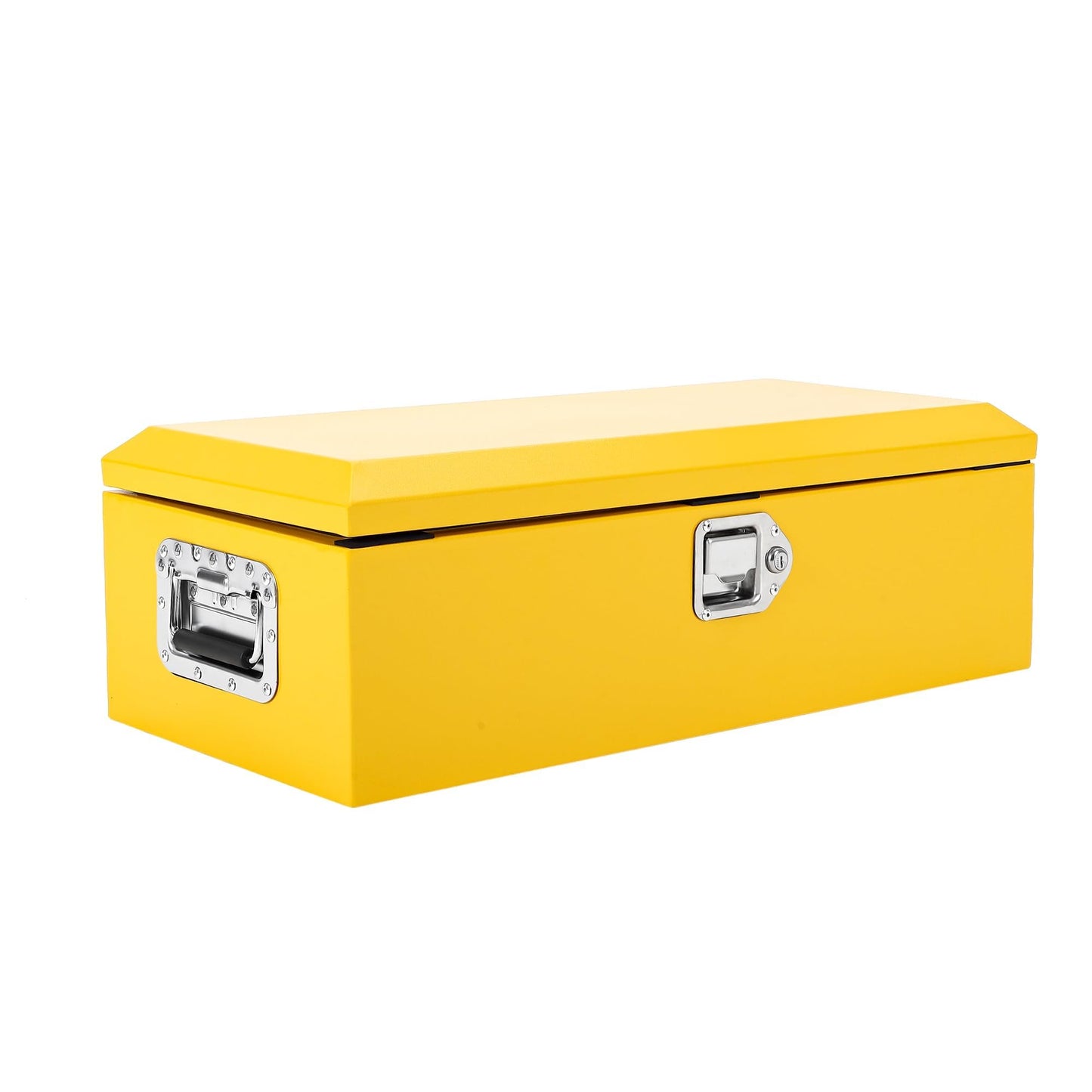 Heavy Duty Steel Truck Bed Tool Box, Powder-Coated Diamond Plate Storage Chest with Side Handle & Lock, Durable Metal Toolbox Organizer for Pickup, RV, Trailer, Mechanic or Workshop - 20X12X10 in