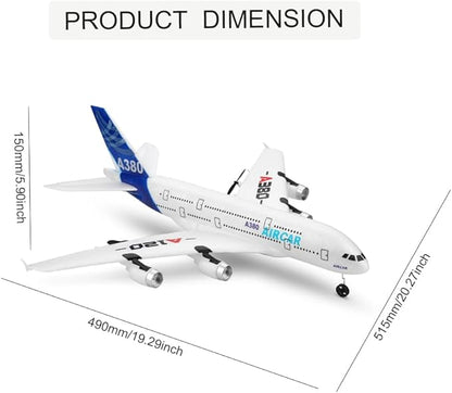 RC Airplane A120-Aircar A380 Model Plane 3CH 2.4Ghz Remote Control Airplane for Beginners and Adults EPP Fixed Wing RTF RC Airliner with 2 Batteries Christmas Birthday Gifts (Regular Version)