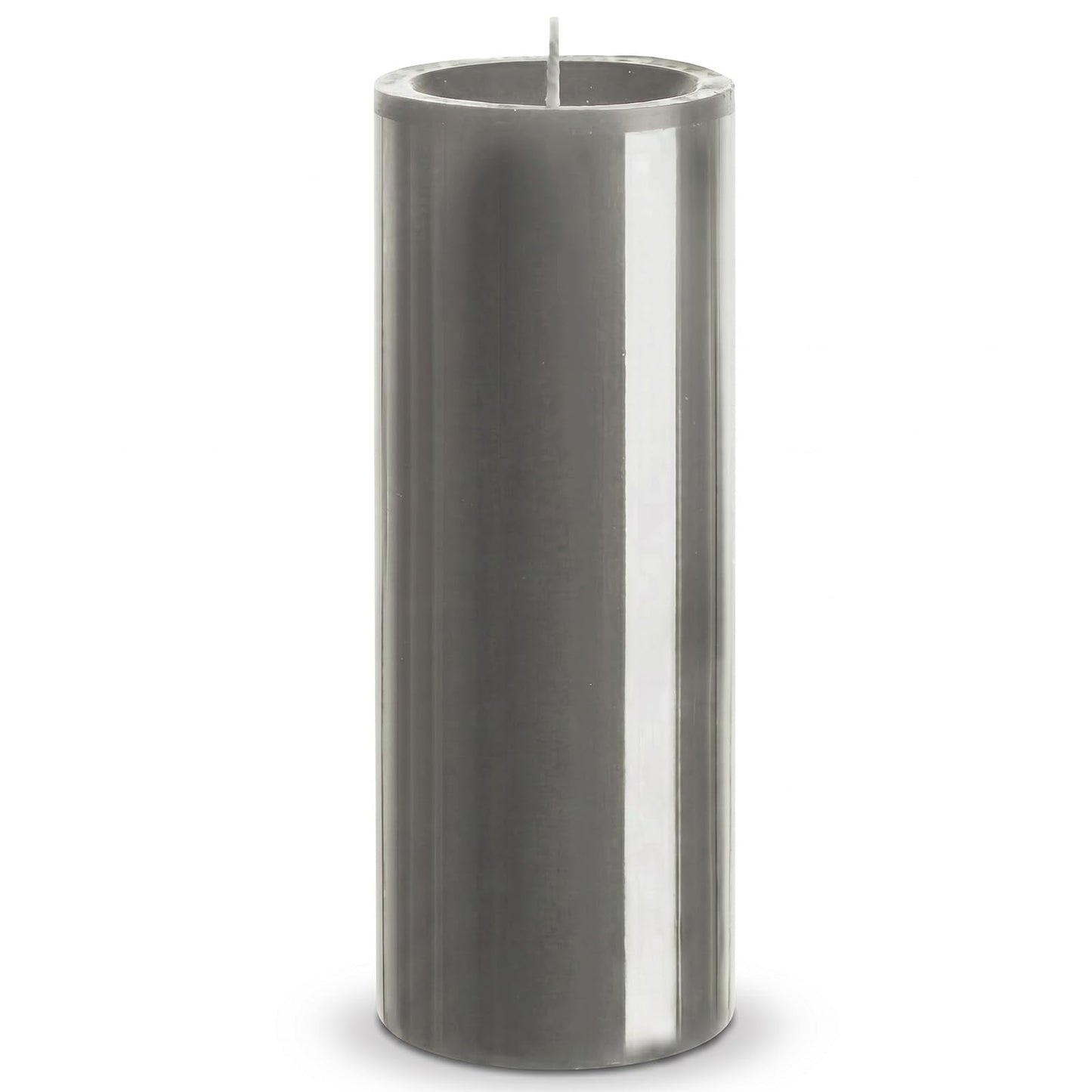 Bougies La Française Unscented Pillar Candle, Grey, Made in Tunisia, Ready-to-Light Cotton Wick Included, Vegetable Wax Decorative Candle, 3.15" Diameter × 7.87" Tall, Approx. 125-Hour Burn Time