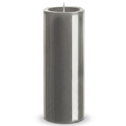 Bougies La Française Unscented Pillar Candle, Grey, Made in Tunisia, Ready-to-Light Cotton Wick Included, Vegetable Wax Decorative Candle, 3.15" Diameter × 7.87" Tall, Approx. 125-Hour Burn Time