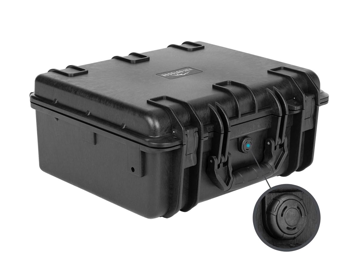 Monoprice Weatherproof Hard Case with Customizable Foam - Shockproof, IP67 Level Dust and Water Protection Up to 1 Meter Depth , 19in x 16in x 8in, 28.5 Liter, Black - Pure Outdoor Collection