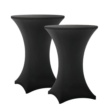 Lemict Cocktail Table Covers - 2 Pack 32x43 Inch Table Cloth - Black Fitted Stretch Spandex Round High Top Tablecloth for Party, Bar, Birthday, Pub, Banquet
