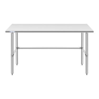 Hally Open Base Stainless Steel Table 24 x 60 Inches, NSF Commercial Heavy Duty Prep & Work Table with Galvanized Legs for Restaurant, Home and Hotel