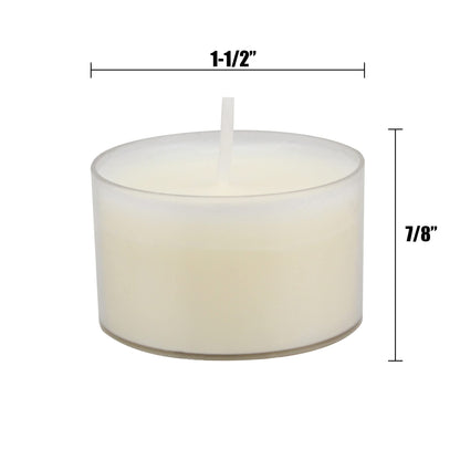 Stonebriar Bulk 96 Pack Unscented Smokeless Long Burning Clear Cup Tea Light Candles with 8 Hour Extended Burn Time, White