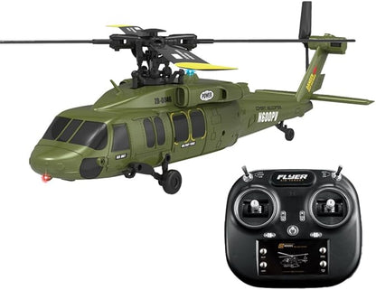 Hanll Black Hawk K200 6CH Simulation RC Helicopter with Brushless Motor Optical Flow &amp Altitude Hold One-Key Inverted Flight 2.4G Remote Control High Simulation Aerobatic Model (Green/3 Batter