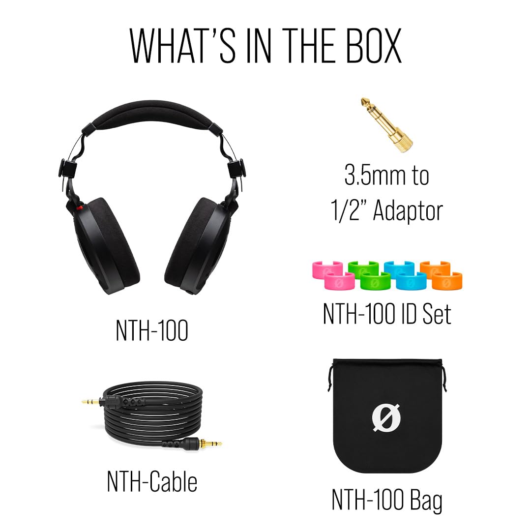 RØDE NTH-100 Professional Over-ear Headphones For Content Creation, Music Production, Mixing and Audio Editing, Podcasting, Location Recording,Black