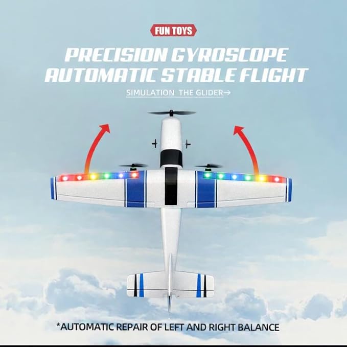 RC AirplaneRC Plane 2.4GHz 2 Channels RTF RC Aircraft with 3-Axis Gyro for Beginner Easy to Speedy Fly Glider Toys with 2 Extra Batteries [ 3 Batteries ]