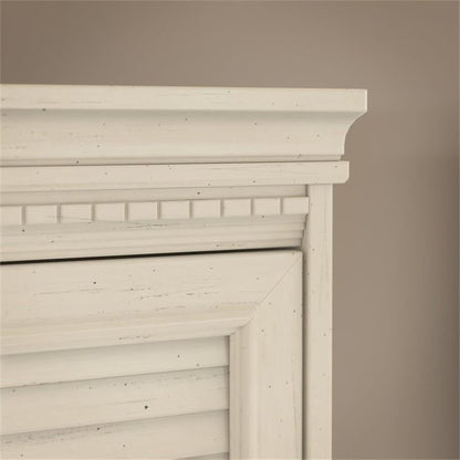 Bush Home Fairview 60W L Shaped Desk with Hutch, File Cabinet, Bookcase and Storage in Antique White and Tea Maple