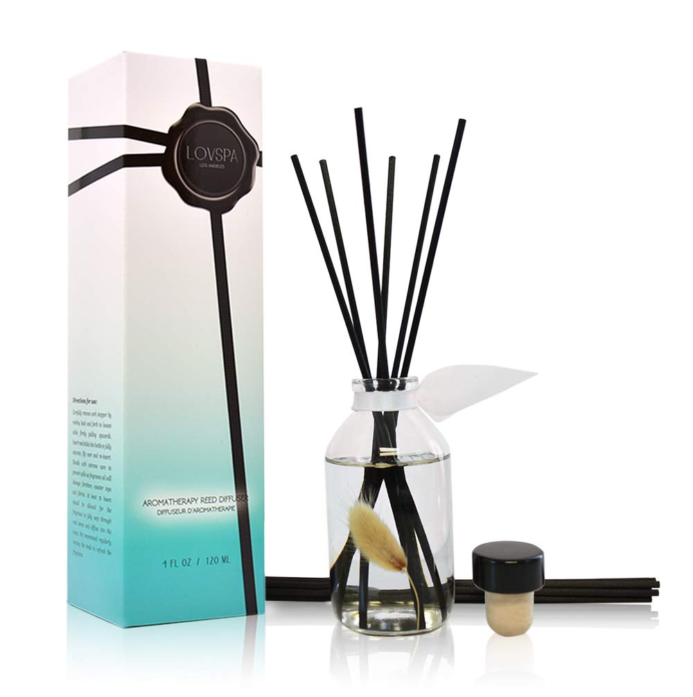 LOVSPA Reed Diffuser Set, Smoked Vanilla Scented Oil Diffuser with Sticks, Home Fragrance Accessories for Bathroom Shelf Decor, Aroma Diffusers for Home or Office Fall Decor, USA Made
