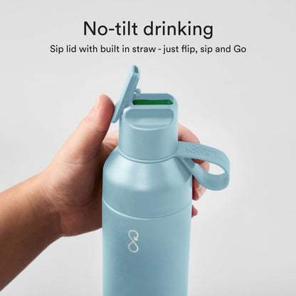 Ocean Bottle Go 17 oz | Stainless Steel Water Bottle | Reusable & Sustainable | Keeps Drinks Cold & Hot | Eco Friendly Gift (Sky Blue)