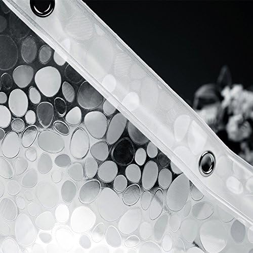 EurCross Heavy Duty Shower Curtain Liner - 72 x 72 Inches, Waterproof Clear with 3D Pebble Design & 5 Magnets
