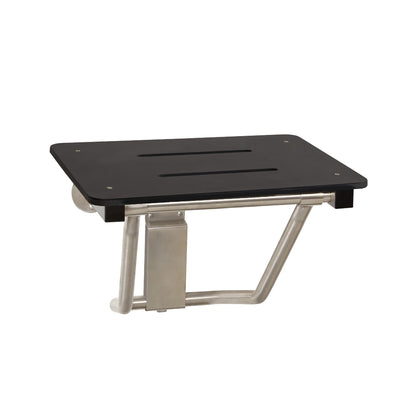 24" x 15" Black Folding Wall Mount Shower Seat Bench, ADA Compliant