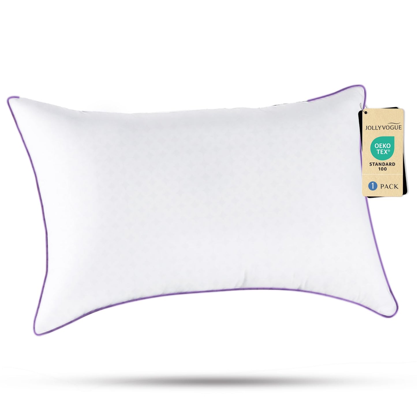 JOLLYVOGUE Pillows Standard Size Set of 1, Washable Supportive Bed Pillows with Super Soft Down Alternative Fill, Luxury Fluffy Hotel Quality for Side, Back, and Stomach Sleepers