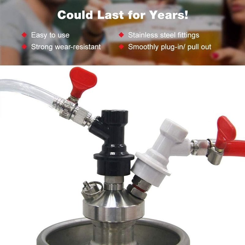 Ball Lock Keg Disconnect Quick Ball Lock MFL Disconnect Flared 5/16” Gas 1/4” Liquid Barbed Stainless Swivel Nuts for Corny Keg Post Ball Lock Keg Fittings for Homebrew with Clamps