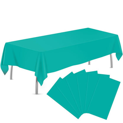 Teal 6 Pack Plastic Table Cloth 84", Disposable Round Tablecloth Table Cover, Plastic Tablecloths for Parties