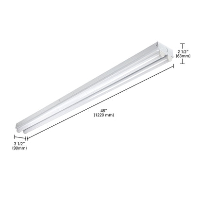Metalux 4ST2L4040R 4 2 Lamp Strip Light, Alloy Steel, 4 ft, No Color