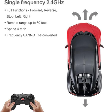 RASTAR Bugatti Toy Car 1/24 Scale Bugatti Chiron RC Model Car Red