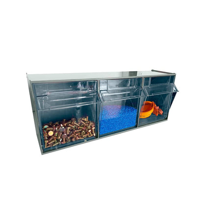 2-Pack Plastic Storage Cabinet with 9 Tilt Out Bins, Horizontal Organizer System for Home, Office & Garage, 23.6" x 3" x 2.7", Gray