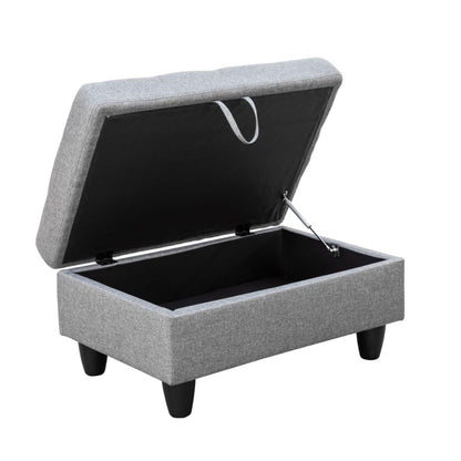 UOCFYK L-Shaped 3-Piece Linen Sofa with Storage Ottoman Set, Sectional Couch Sofa Set for Living Room, Office, Small Space, Grey