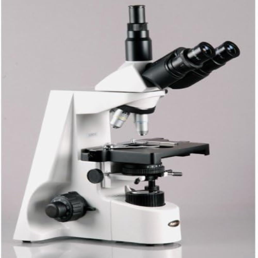 AmScope T690C-PL Trinocular Compound Microscope, 40X-2500X Magnification, WH10x and WH25x Super-Widefield Eyepieces, Infinity Plan Achromatic Objectives, Brightfield, Kohler Condenser, Double-Layer Mechanical Stage